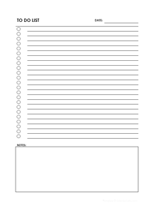 Free To-Do List Template With Notes