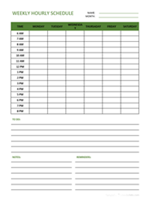Free Weekly Hourly Schedule Template