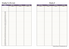 Free Weekly Planner With Hours