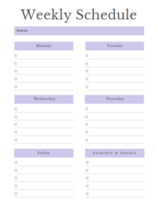 Free Weekly Schedule Template