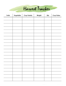 Harvest Tracker Planner