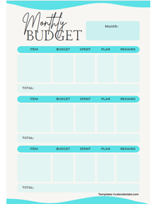 Monthly Budget Planner Template Free