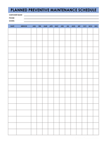 Preventive Maintenance Schedule Template