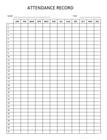 Printable Attendance Sheet For Employees