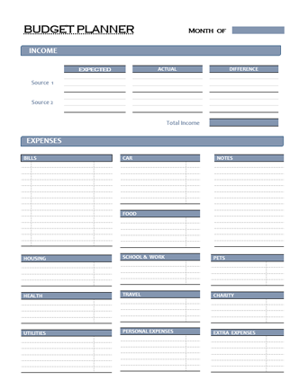 Printable Budget Planner Template