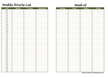 Printable Hourly Weekly Planner