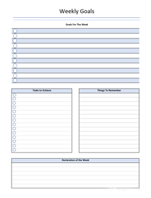 Printable Weekly Goals Planner