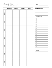 Printable Weekly Meal Tracker