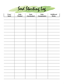 Seed Starting Log Planner