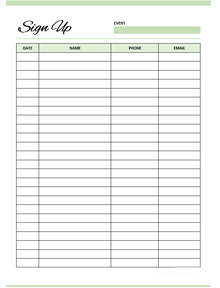 Sign Up Sheet Template Word