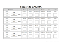 T25 Gamma Workout Calendar