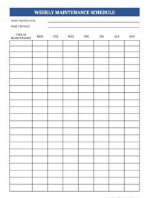 Weekly Maintenance Schedule Template