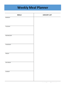 Weekly Printable Meal Planner With Grocery List