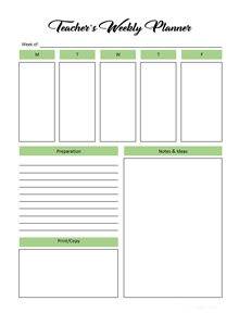 Weekly Teacher Planner Template