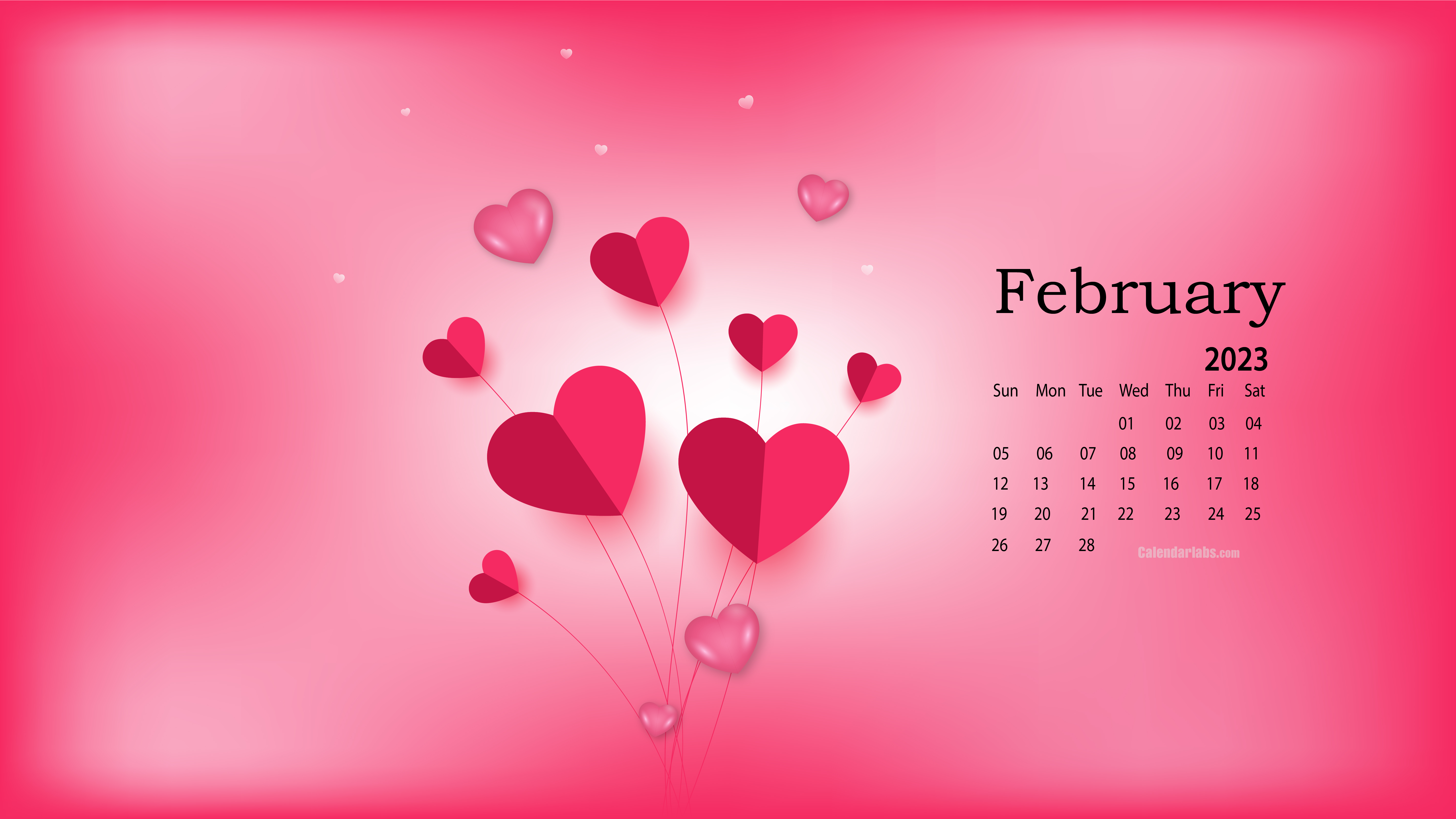February 2023 Desktop Wallpaper Calendar Printable Word Searches