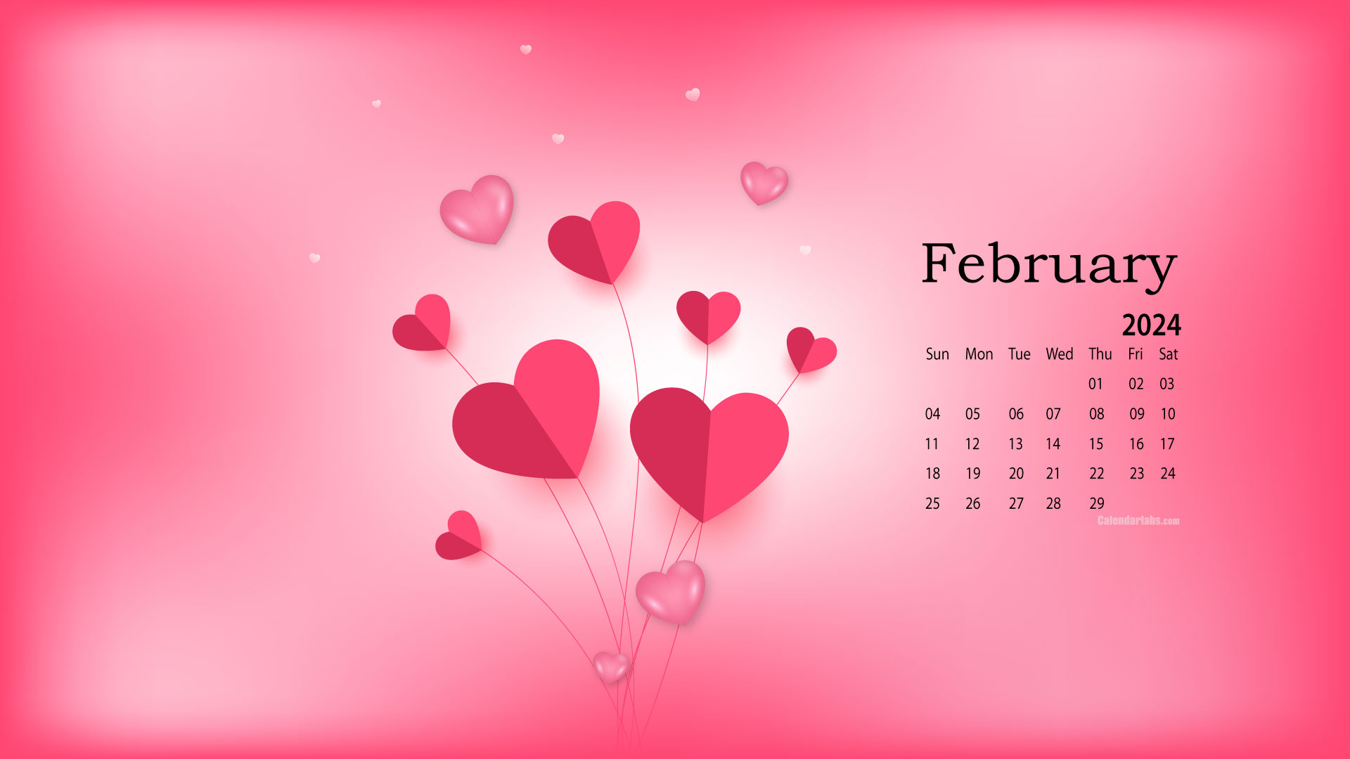 February 2024 Calendar With Heart Icon Isolated On Blue, 51% OFF