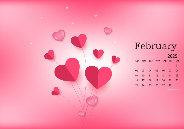February 2025 Wallpaper Calendar Valentines Day.png