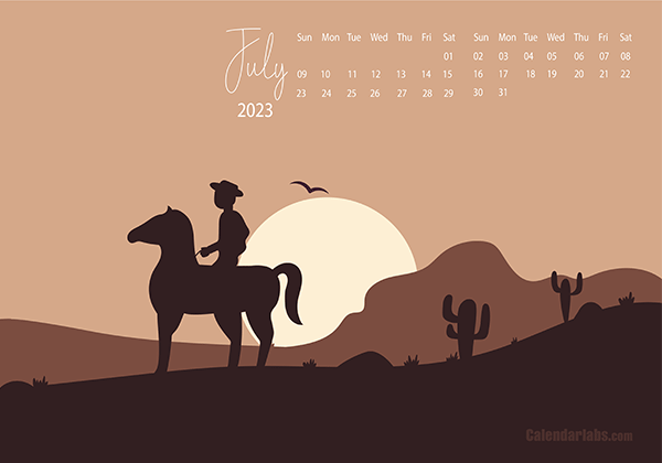 July 2023 Wallpaper Calendar Cowboy.png