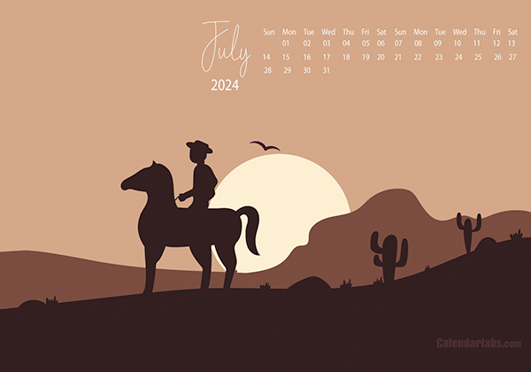 July 2024 Wallpaper Calendar Cowboy.png