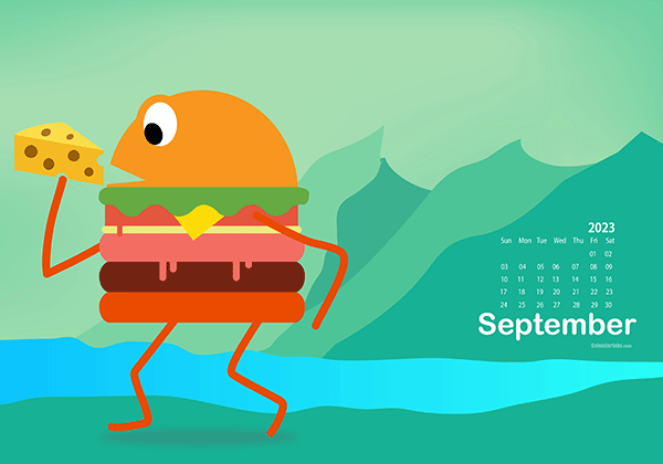 September 2023 Wallpaper Calendar Cheese Burger.png