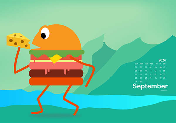 September 2024 Wallpaper Calendar Cheese Burger.png