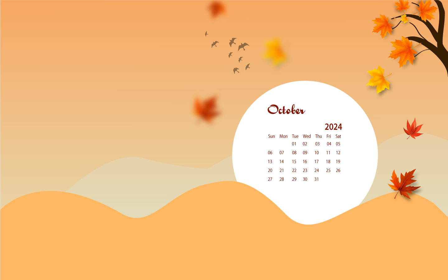October 2024 Calendar Desktop Wallpaper 4k Images - Ilene Zabrina